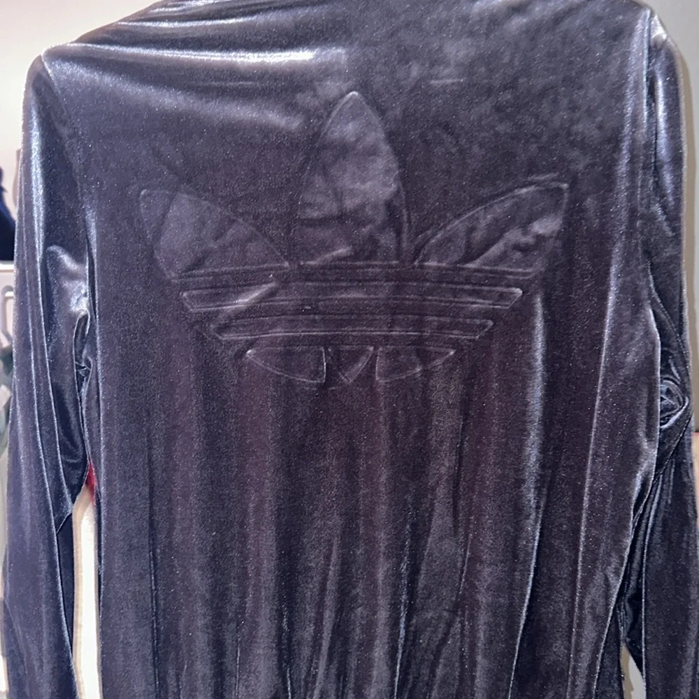 Velvet dark blue adidas women’s jacket  size large. Only warn 1. - Picture 9 of 10
